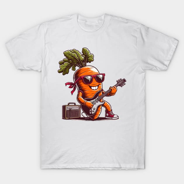 Carrot Playing Guitar T-Shirt by Graceful Designs